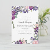 Violet en Plum Bloemen Bachelorette Party uitnodig Kaart (Staand voorkant)