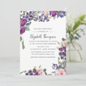 Violet en Plum Floral Bridal Shower Kaart (Staand voorkant)