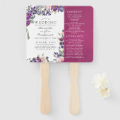 Violet- en Plum Floral Wedding Programme Handwaaier (Voorkant en achterkant)