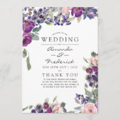 Violet- en Plum Floral Wedding Programme Programmakaart (Voorkant)