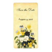 Violet en pooybloemen sla de datumlabels op