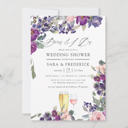 Violet en pruimelbloemen voor de I dos Kaart (Voorkant)