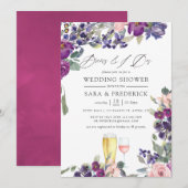 Violet en pruimelbloemen voor de I dos Kaart (Voorkant / Achterkant)