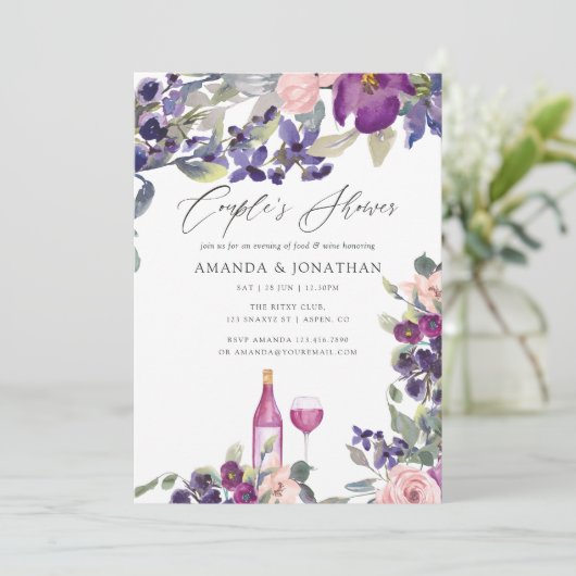 Violet- en pruimenparen schotelwijn kaart (Staand voorkant)