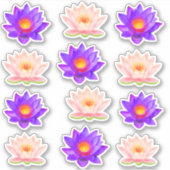 Violet en roze Lotus Flowers Stickers (Voorkant)