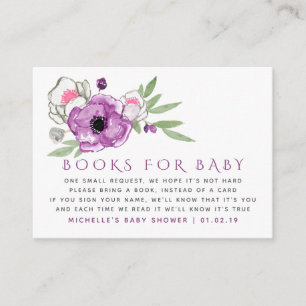 Violet en Sage Floral Baby shower Book Request Informatiekaartje