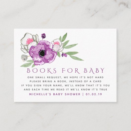 Violet en Sage Floral Baby shower Book Request Informatiekaartje (Voorkant)