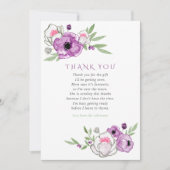 Violet en Sage Floral Baby shower Dank je Bedankkaart (Voorkant)