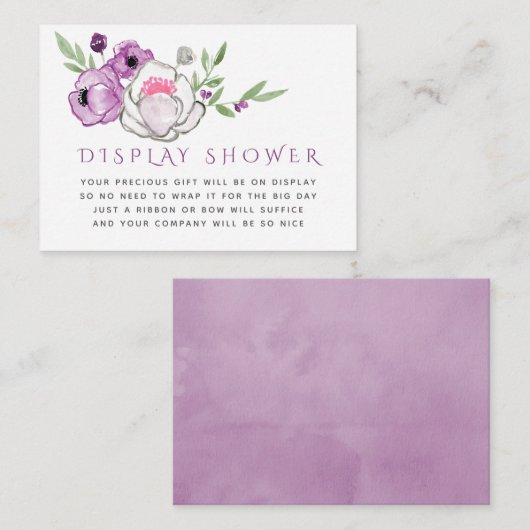 Violet en Sage Floral Baby shower Display Shower Informatiekaartje (Voorkant / Achterkant)