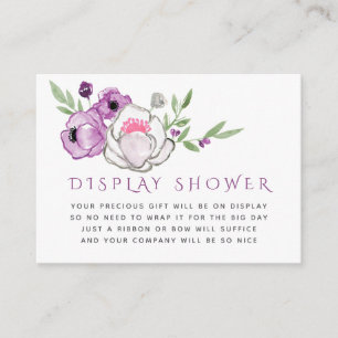 Violet en Sage Floral Baby shower Display Shower Informatiekaartje