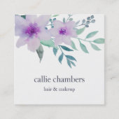 Violet en Sage Floral Vierkante Visitekaartje (Voorkant)