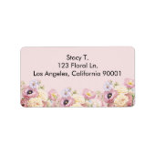 Violet en stoffige roze bloemen etiket (Voorkant)