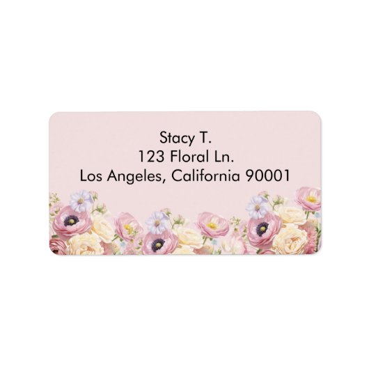 Violet en stoffige roze bloemen etiket (Voorkant)