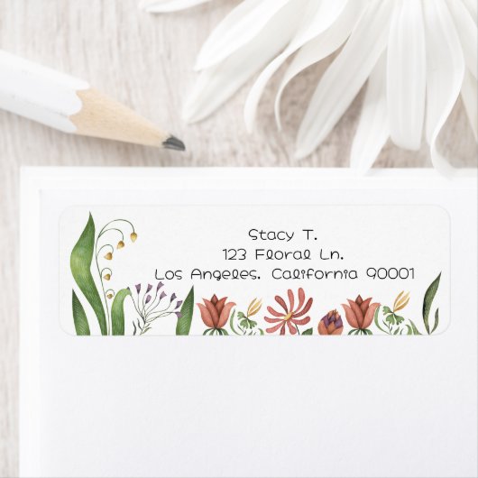 Violet en stoffige roze bloemen etiket (Insitu)