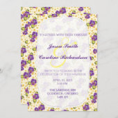 Violet en tiny Yellow Floral Wedding Kaart (Voorkant / Achterkant)