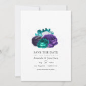 Violet en Turquoise Floral Wedding Photo Save the Save The Date (Voorkant)