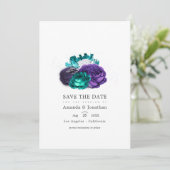 Violet en Turquoise Floral Wedding Photo Save the Save The Date (Staand voorkant)
