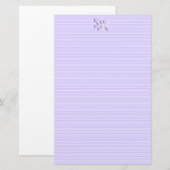 Violet en wit gestreept briefpapier Monogram (Voorkant / Achterkant)