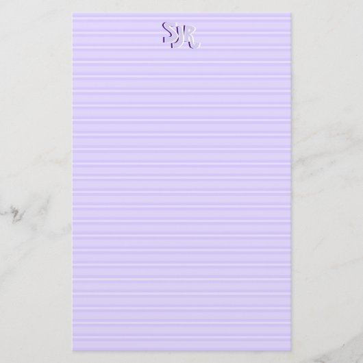 Violet en wit gestreept briefpapier Monogram (Voorkant)