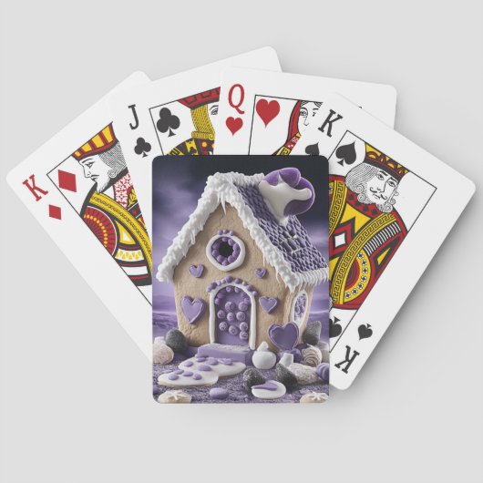 Violet Enchanted Gingerbread House Playing Cards Pokerkaarten (Achterkant)