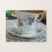 Violet English China Tea Cup en Saucer Legpuzzel (Horizontaal)