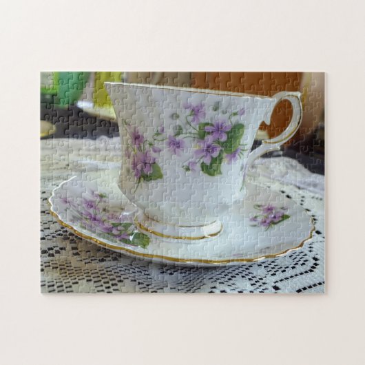 Violet English China Tea Cup en Saucer Legpuzzel (Horizontaal)