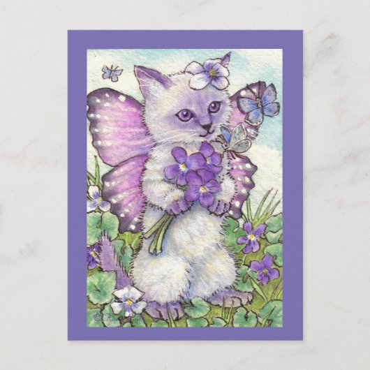 Violet Fairy Cute Siamese Kitten Briefkaart (Voorkant)