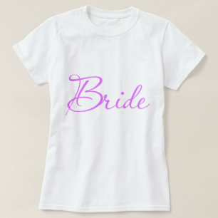 Violet Fancy Script Bride   Bruidsfeest T-shirt