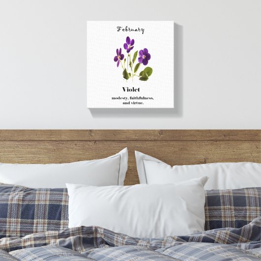 Violet Februari geboorte bloem canvas print (Insitu (Slaapkamer))