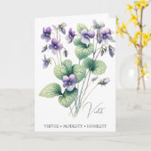 Violet Februari Geboortebloem Verjaardag Kaart (Gele Bloem)