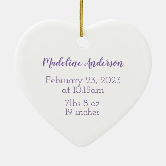 Violet februari geboortelemaand voor Baby Keramisch Ornament (Achterkant)