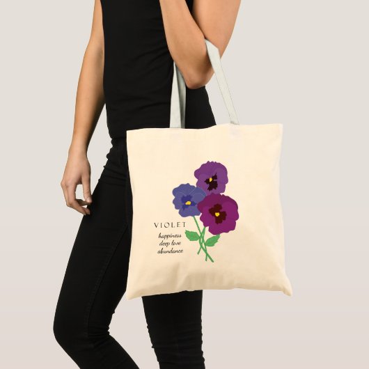 Violet February Birth Month Flower Bag Tote Bag (Voorkant (product))