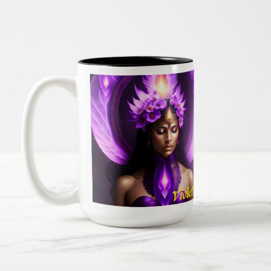 Violet Flame Angel Tweekleurige Koffiemok (Links)