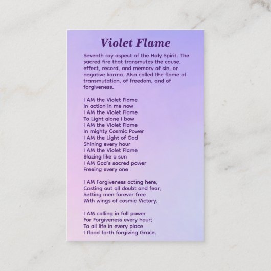 Violet Flame Chalice Visitekaartje (Achterkant)