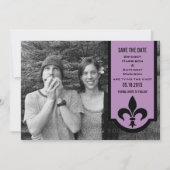 Violet Fleur De Lis Banner Save the Date Invite (Voorkant)