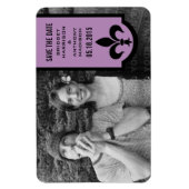 Violet Fleur De Lis Banner Save the Date Magnet Magneet (Verticaal)