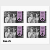 Violet Fleur De Lis Banner Save the Date Stickers (Vel)