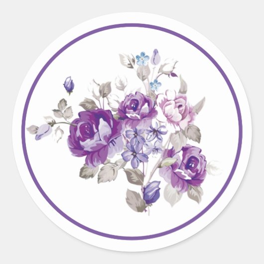 Violet Flor Ronde Sticker (Voorkant)
