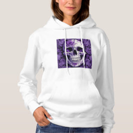 Violet Floral 3D Dode Schedel met violette bloemen Hoodie