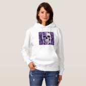 Violet Floral 3D Dode Schedel met violette bloemen Hoodie (Voorkant volledig)