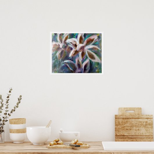 Violet Floral Abstract Art Poster (Keuken)