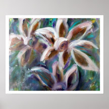 Violet Floral Abstract Art Poster