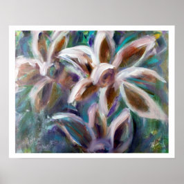 Violet Floral Abstract Art Poster