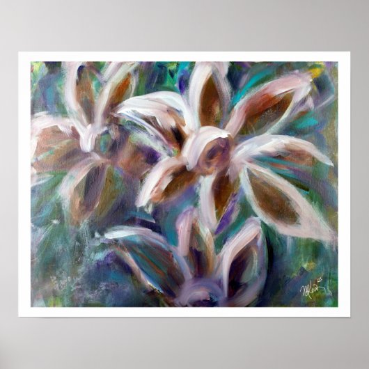 Violet Floral Abstract Art Poster (Voorkant)