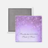 Violet Floral Art Save datum Magnet (Voorkant / Achterkant)