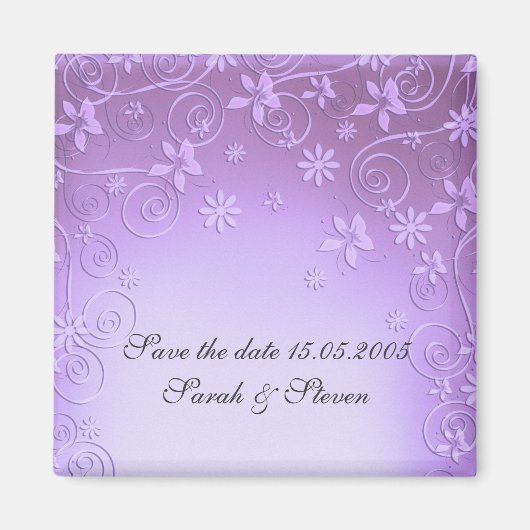 Violet Floral Art Save datum Magnet (Voorkant)