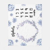 Violet Floral Baby Milestone Fleece Deken (Voorkant)