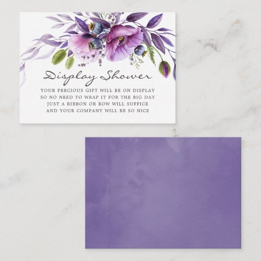 Violet Floral Baby shower Display Shower Informatiekaartje (Voorkant / Achterkant)
