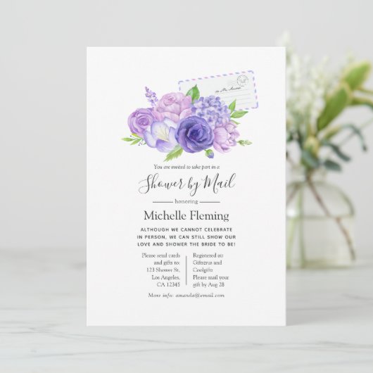 Violet Floral Bridal of Baby shower per post Kaart (Staand voorkant)