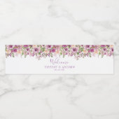 Violet Floral bruiloft welkom waterfles label Waterfles Etiket (Enkel label)